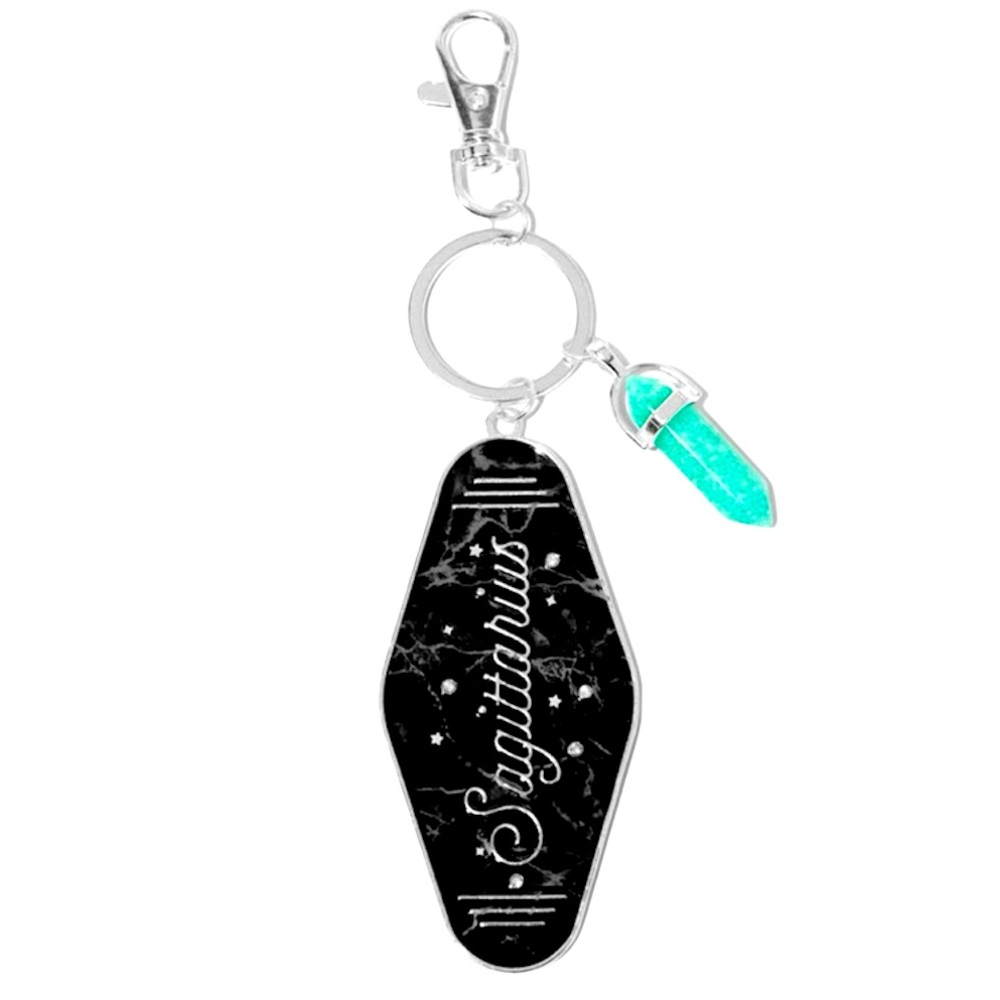 Retro Hotel Key Mystical Gem Zodiac Keychain - Sagittarius - NWT